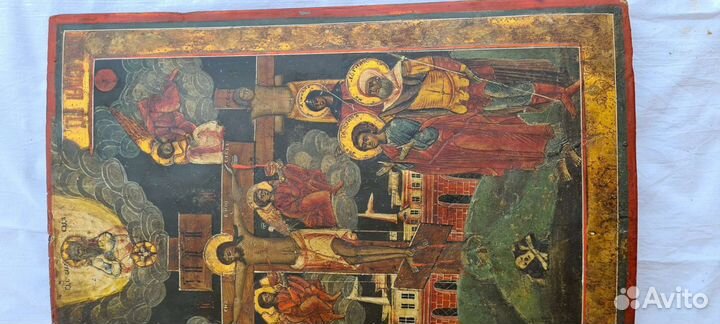 Старинная Икона. Ветка. большая Типа Минея