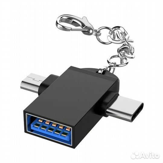 USB Переходник адаптер 2в1. Мicro usb и USB-C папы