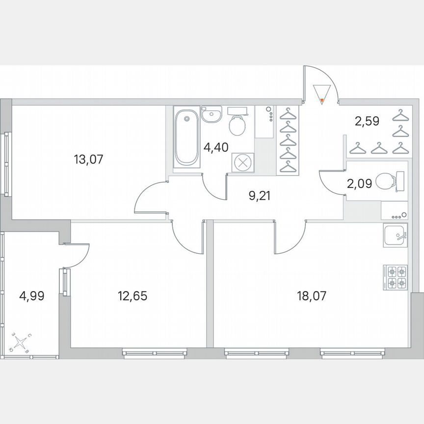 2-к. квартира, 64,6 м², 5/8 эт.