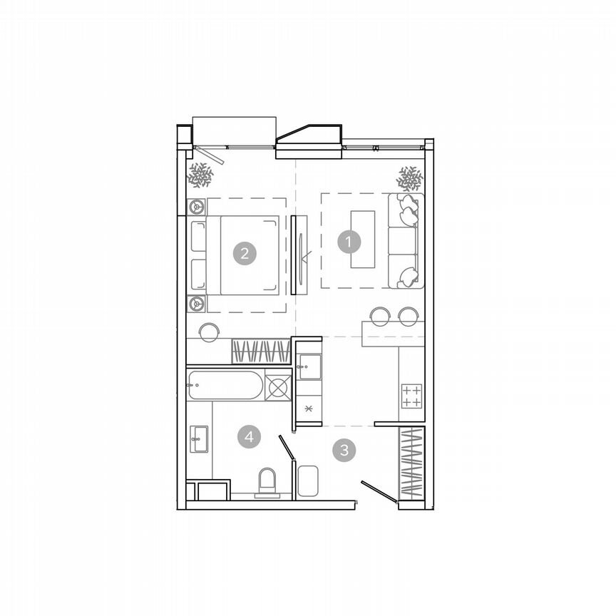 2-к. квартира, 40,5 м², 4/17 эт.