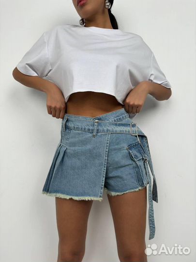 Джинсовые шорты на запах