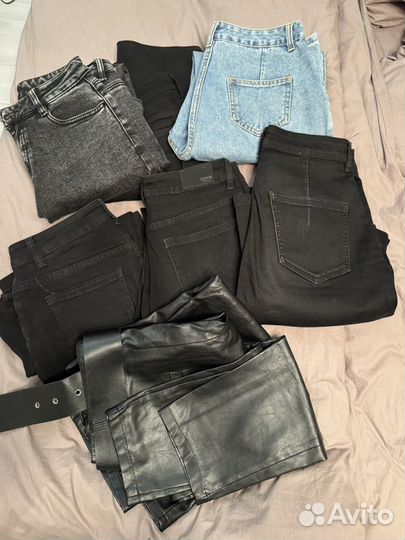 Джинсы 28 р 6 шт +юбка и штаны экокожа