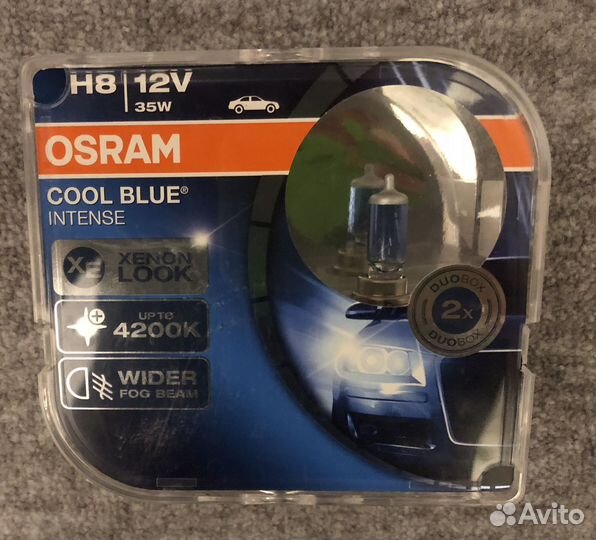 Галогеновые лампы h8 osram blue intense