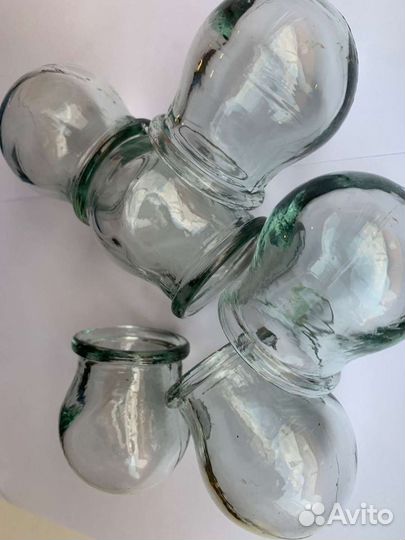 Cтeклянныe банки медицинские для маcсaжа 6 шт СССР