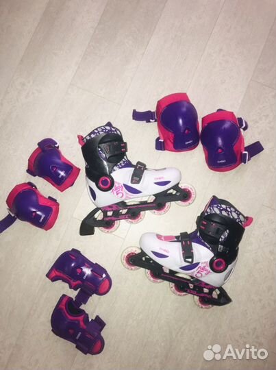Роликовые коньки детские Oxelo 32-34 защита/шлем