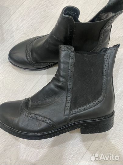 Ботинки натуральная кожа 36 37,мех цигейка