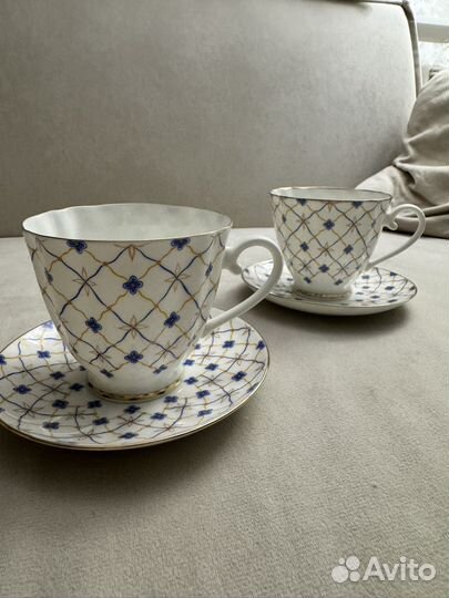 Чайная пара императорский фарфор, Гвоздика ретро