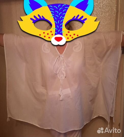 Туника пляжная белая хлопок большого размера