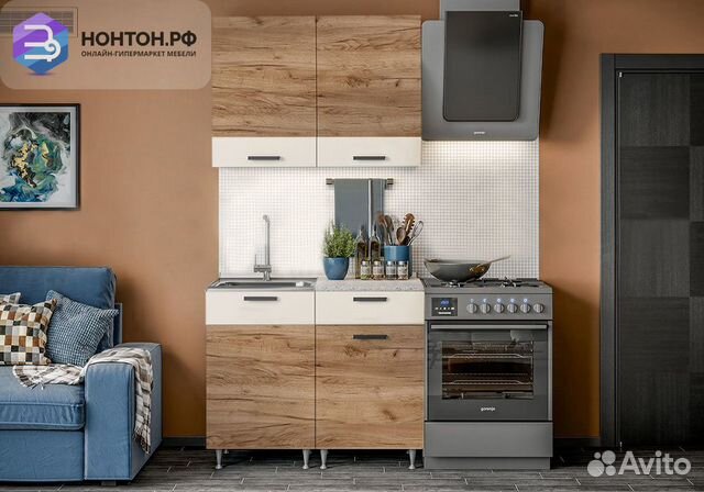 Кухня Рио 1.0 м дуб крафт / бежевый