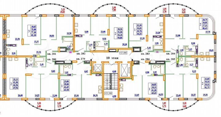 2-к. квартира, 60,5 м², 10/11 эт.
