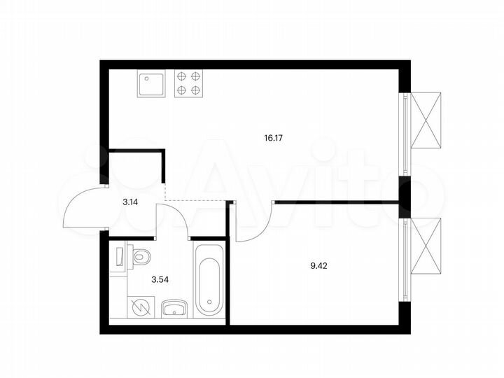 1-к. квартира, 32,3 м², 7/9 эт.