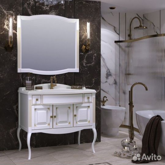 Мебель для ванной Опадирис Лаура 100 белая с патиной