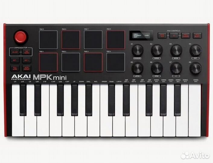 Миди клавиатура (синтезатор) akai mini