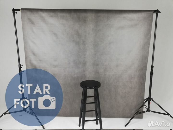 Серый нетканый студийный фон 2в1 1,6*5м на тубусе