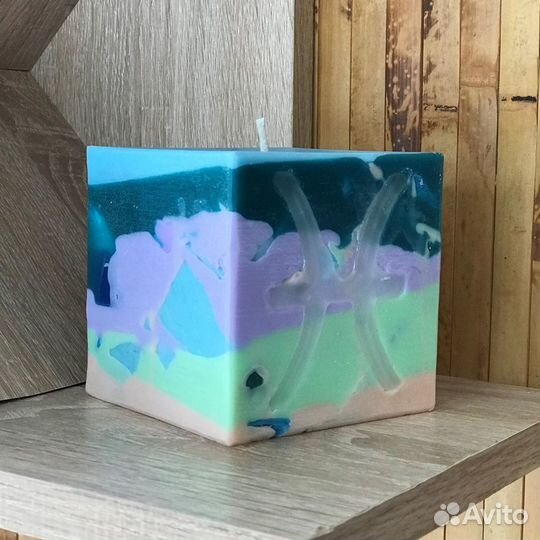 Свечи ручной работы астрологические куб 10*10см