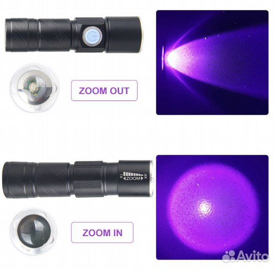 Ультрафиолетовый фонарик с usb зарядкой