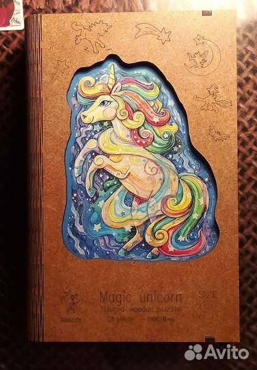 Деревянный пазл единорог