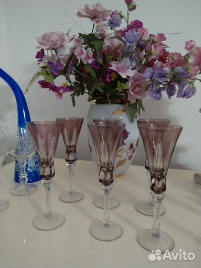 Бокалы, рог, СССР, цветное стекло, хрусталь