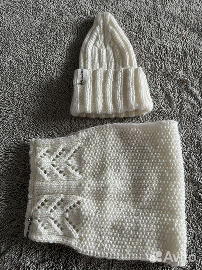 Шапка Снуд комплект руч работа на 1-2 года 44-48 р