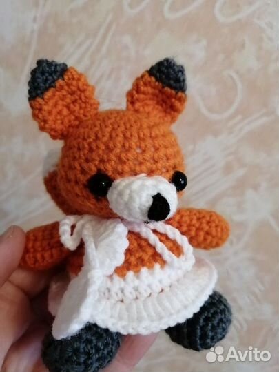 Лиса Алиса и Лисенок вязаная игрушка ручная работа