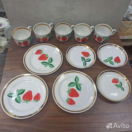 Советский Набор Посуды Фарфор Чашка Блюдца СССР