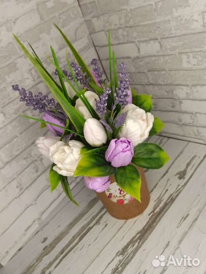 Букетики тюльпанов из мыла