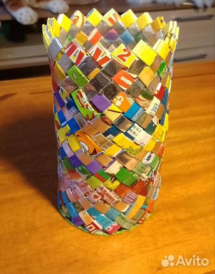 Плетёные корзинки из фантиков. (Прочная)