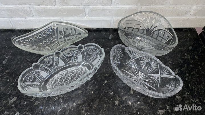 Хрустальная посуда СССР, вазы, салатники, штоф