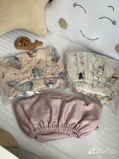 Простынь на резинке для круглой кроватки