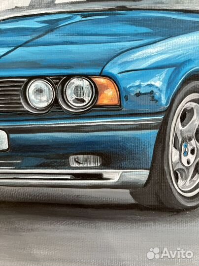 Картина машина на холсте bmw бмв e34