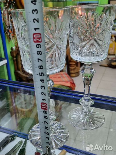 Хрустальные фужеры-кубки, СССР, высота 23 см