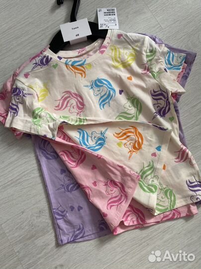 Футболки для девочки новые (3шт) h&m 110/116 р-р