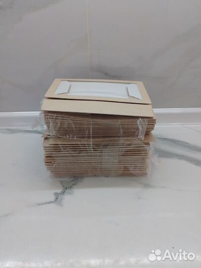 Крафт коробки с окошком 20 х 12х 4 см