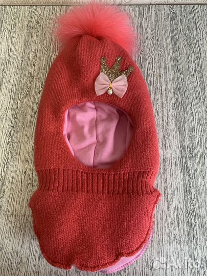 Новая зимняя шапка-шлем для девочки 5-7 лет
