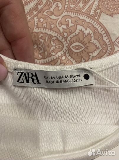 Топ Zara, с бантиками, белый М-L