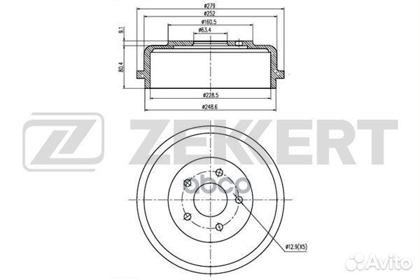 Барабан торм. зад. Ford Tourneo Connect 02- Tr