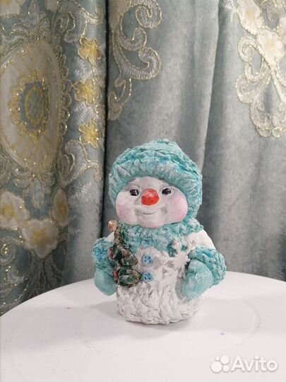 Ватные ёлочные игрушки. Снеговичек