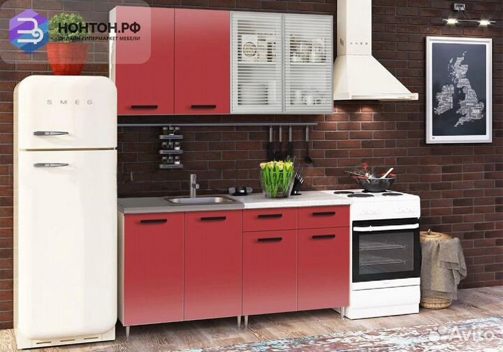 Кухня Рио-1 1.6м красная