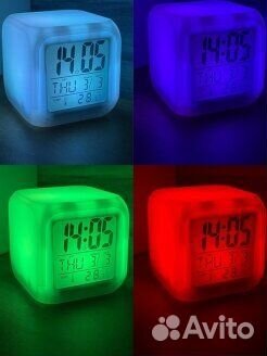 Часы-будильник электрон с разноцветной подсветкой