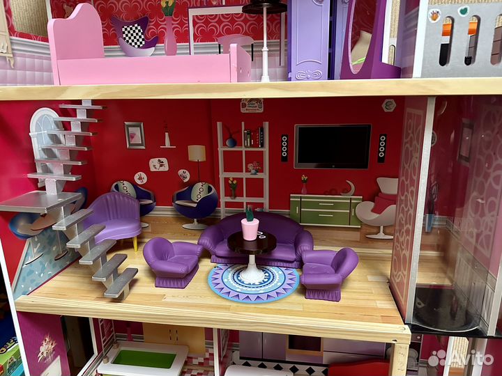 Домик кукольный 3 этажа (дерево)