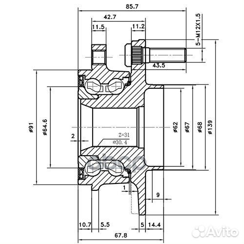 Ступица передняя перед лев Z89635R Zikmar