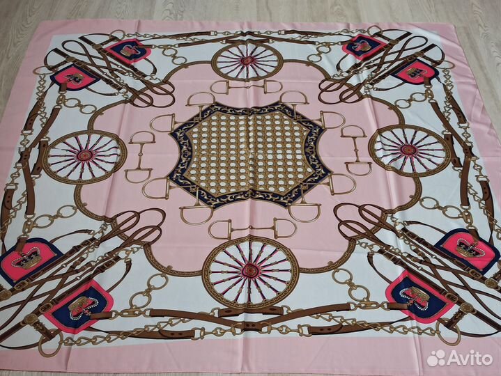 Розовый Шаль платок Hermes Шелковый