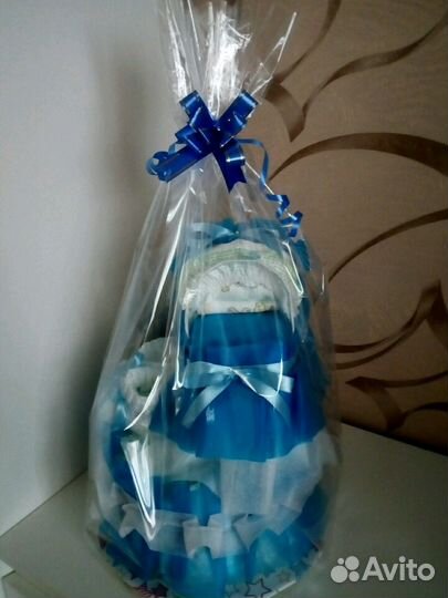 Торт из памперсов синий в наличии