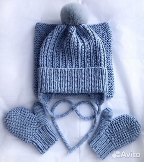 Вязаные шапки, снуды, шарфы, варежки из мериноса