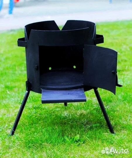 Печь 3мм с трубoй и дверцей под чугунный казан