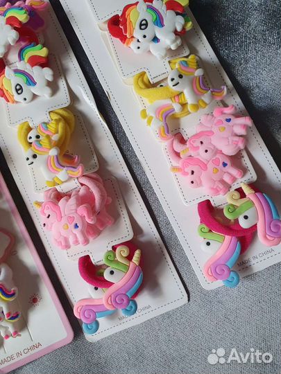 Резинки для волос детские, бусы хаги