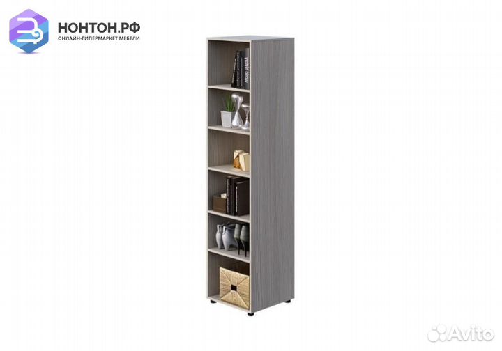 Стеллаж Мийа-3А ясень шимо светлый / белая шагрень