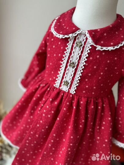 Детское нарядное платье из теплого хлопка