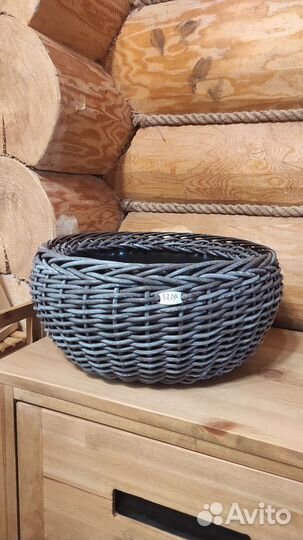 Кашпо из искусственного ротанга уличное 10 литров