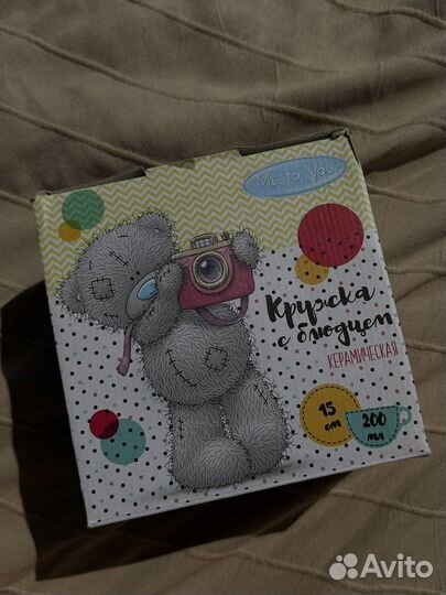 Кружка с блюдцем Мишка Тедди